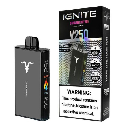 Ignite V250 Black – 25000 Puffs – Strawberry Ice