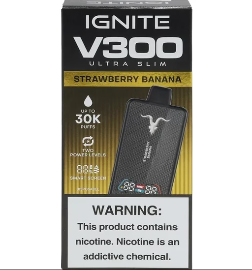 Ignite V300 Ultra Slim  30000 Puffs  Strawberry Banana - Mundo Vape