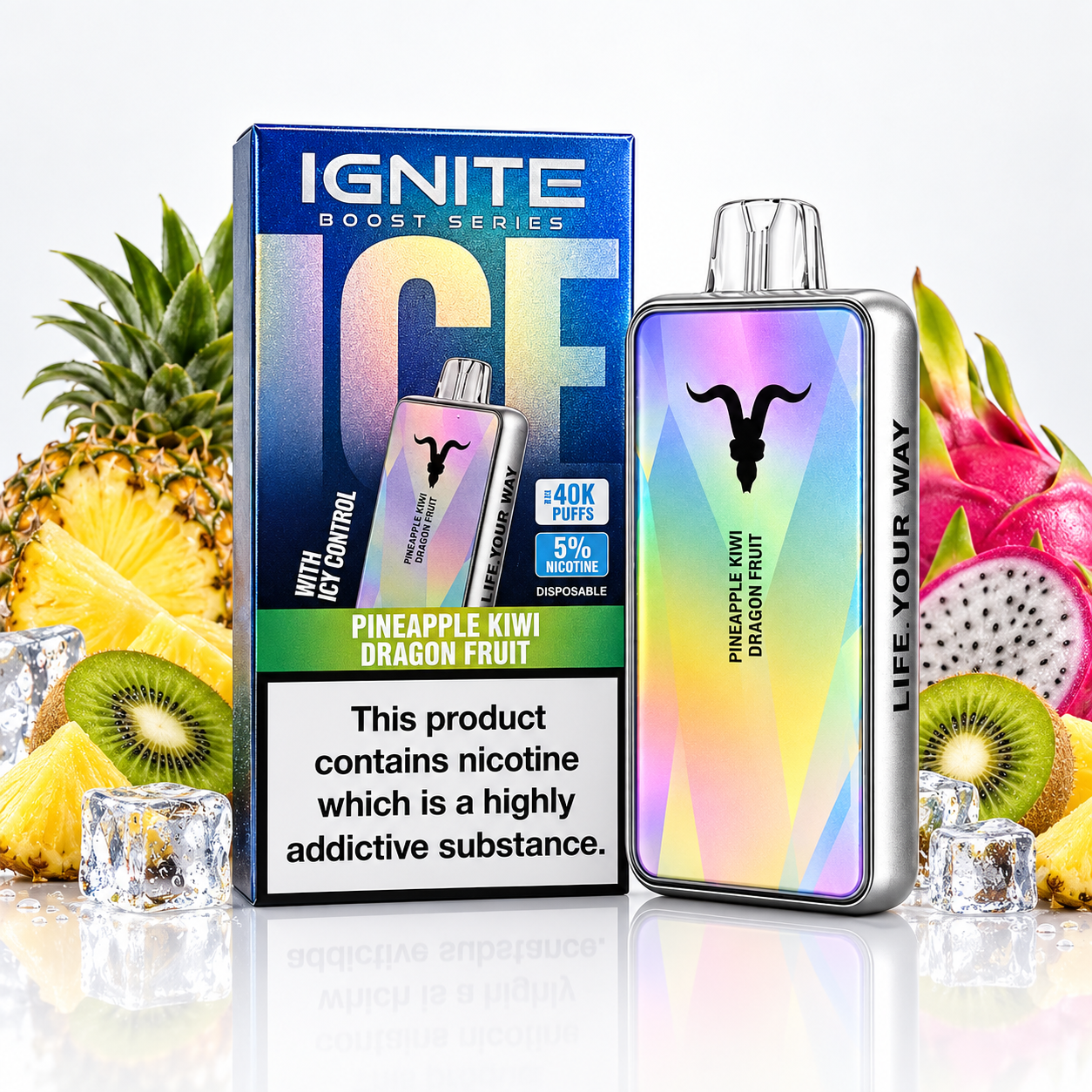Ignite V400 Ultra Slim – 40000 Puffs – Pineapple Kiwi Dragon Fruit Ice