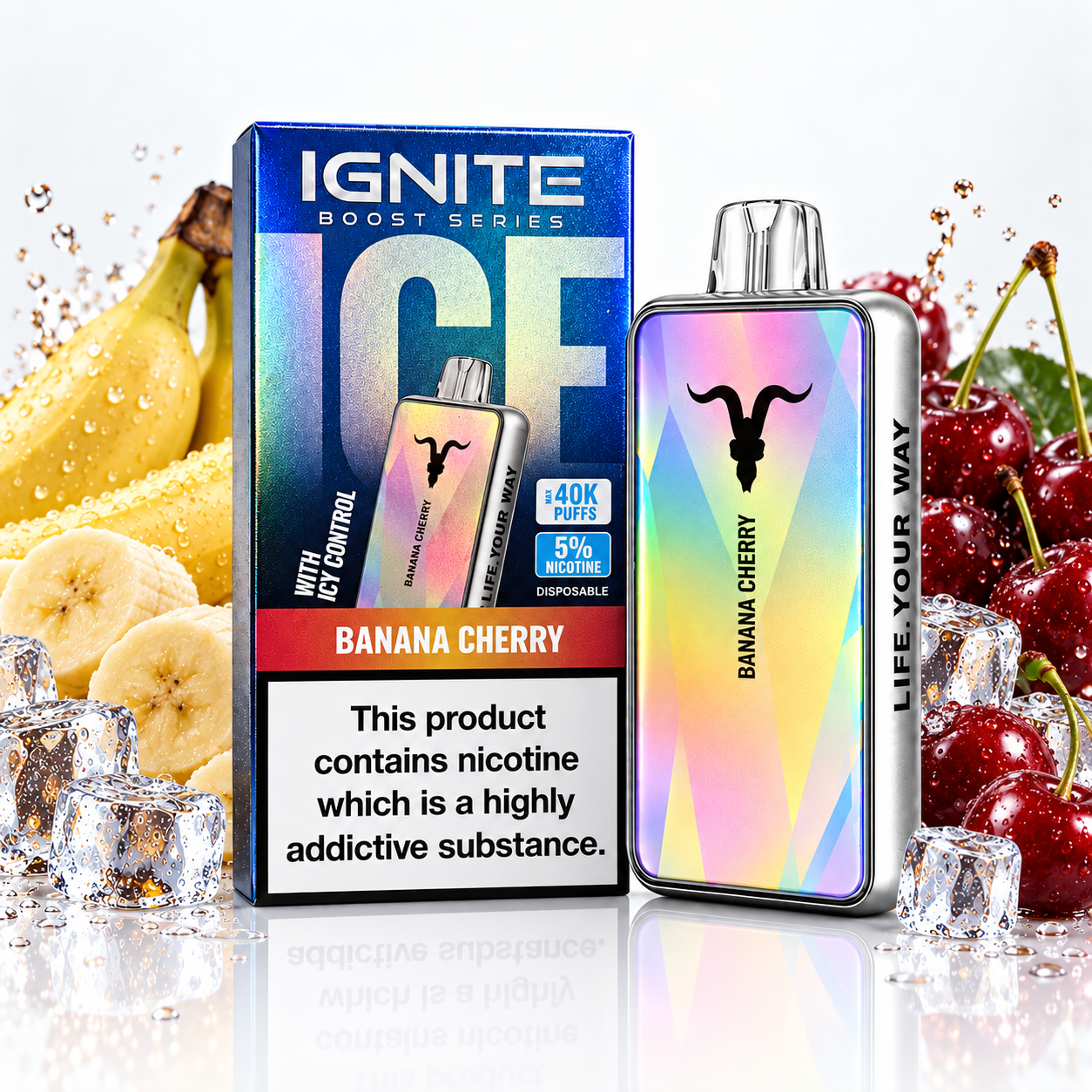 Ignite V400 Ultra Slim – 40000 Puffs – Banana Cherry Ice