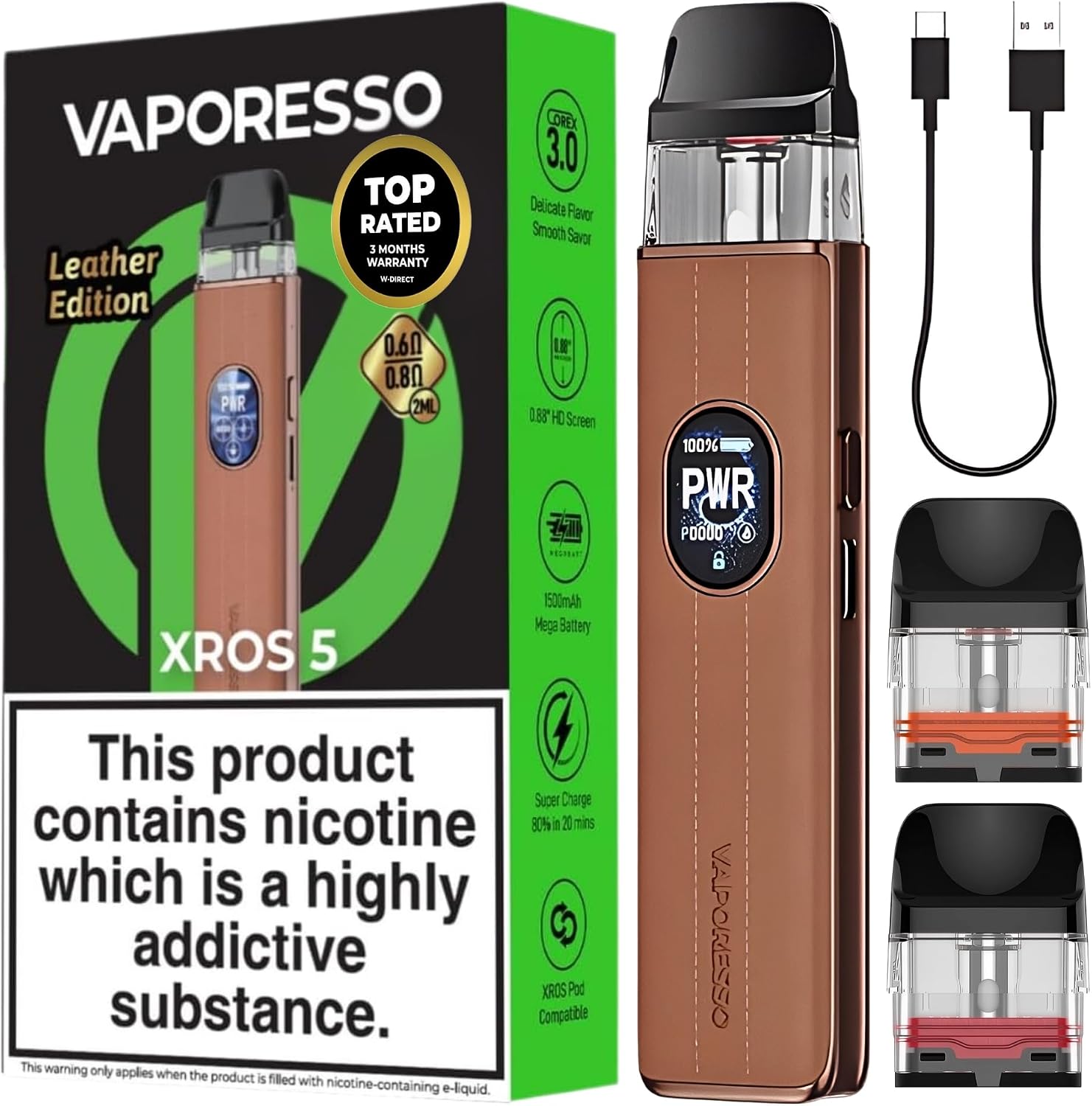 Vaporesso Xros 5 – Brown Leather (Leather Edition)